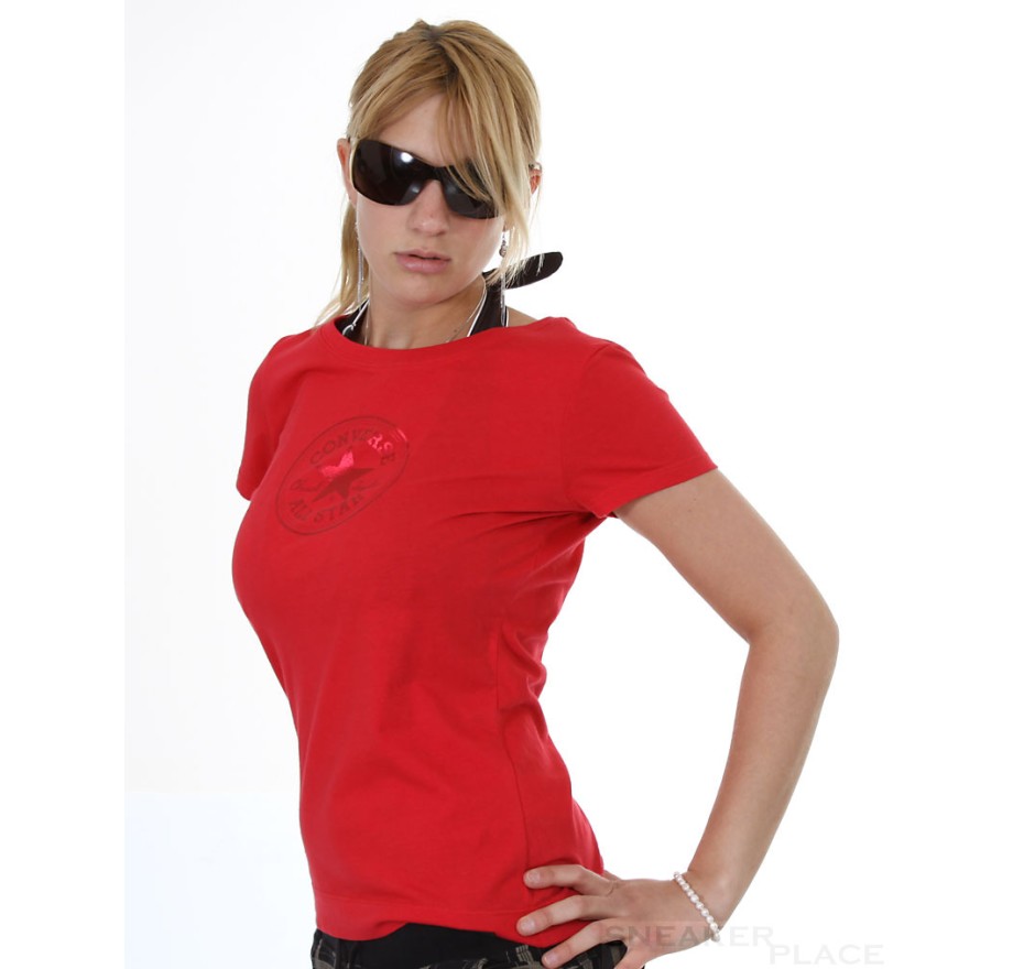 Converse t shirt womens red hotsell