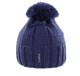 Capo Beanie-Strickmütze Blau mit Bommel