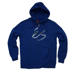 ES blaue Sweat Jacke mit Logo und Kaputze