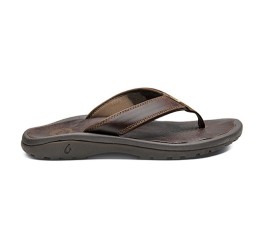 OluKai Ohana Luxus Zehensandale aus Leder Dark Java